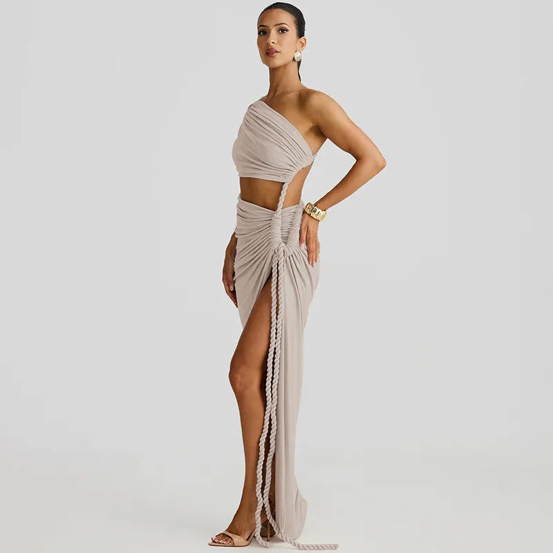 Thigh High Split Off-Shoulder Maxi Dress