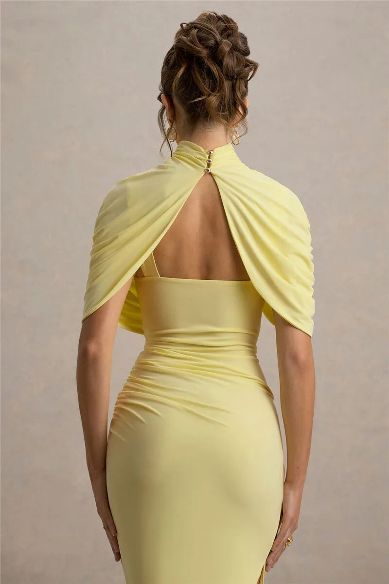 Backless Ruched Maxi Dress