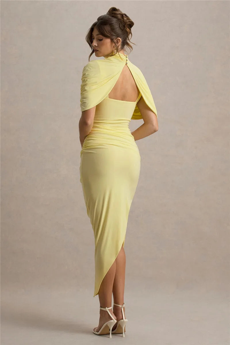 Backless Ruched Maxi Dress