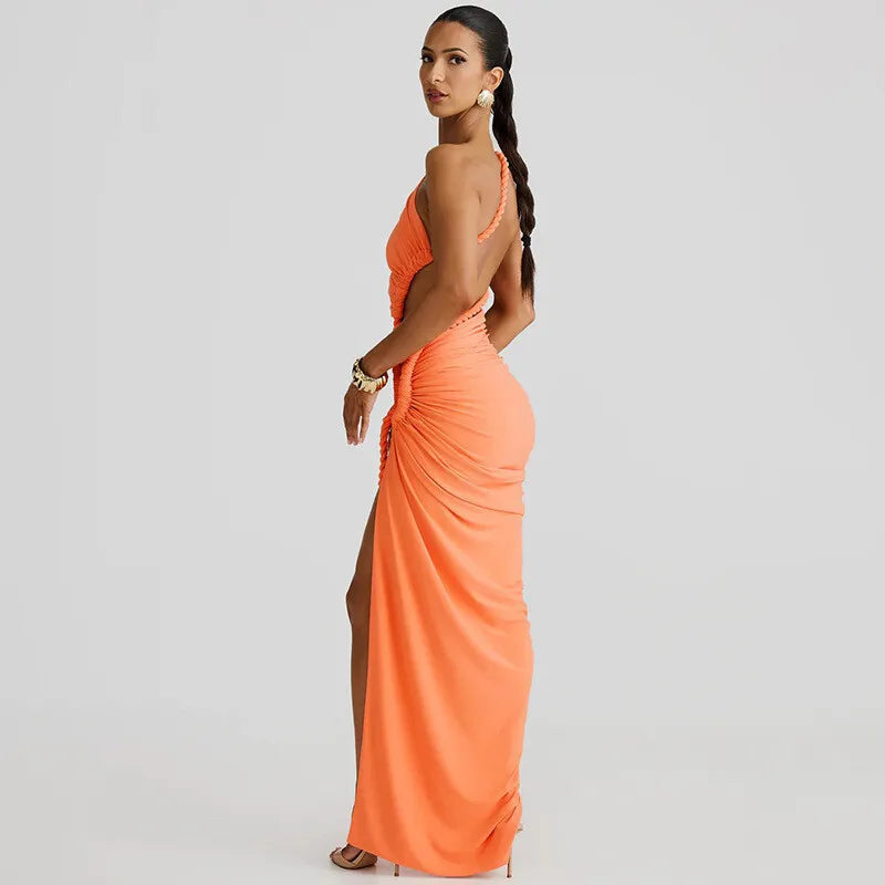 Thigh High Split Off-Shoulder Maxi Dress
