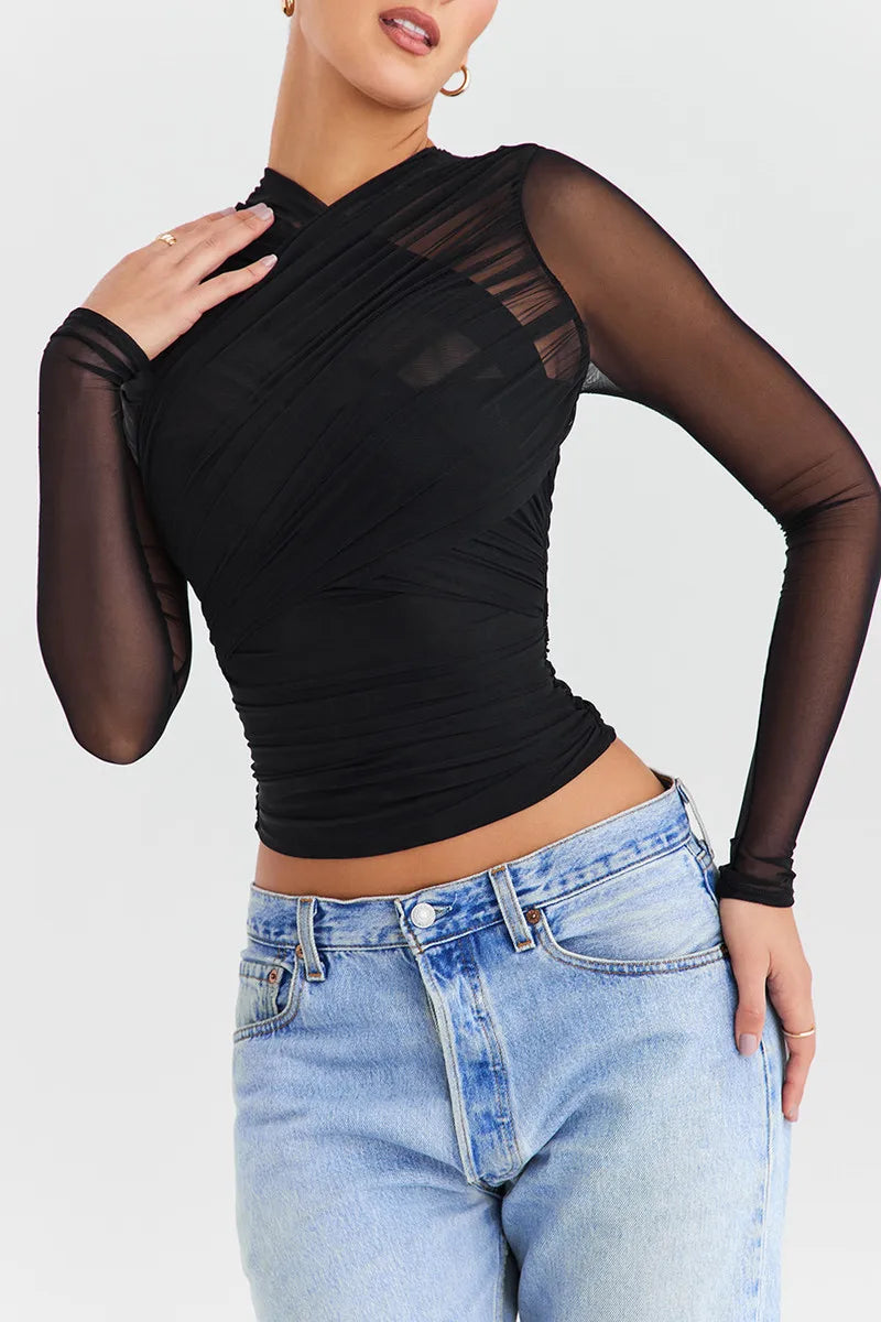 Sheer V Neck Layered Top