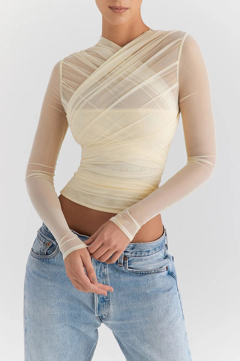 Sheer V Neck Layered Top