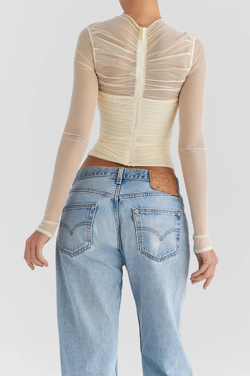 Sheer V Neck Layered Top