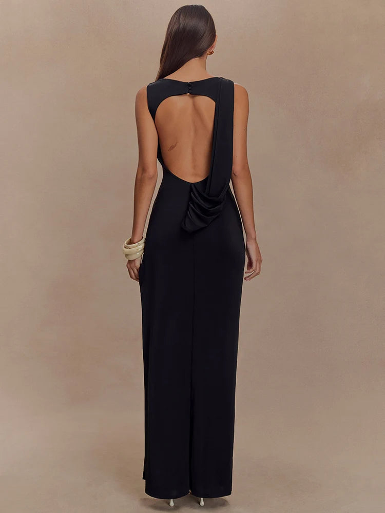 Backless Ruched Maxi Dress