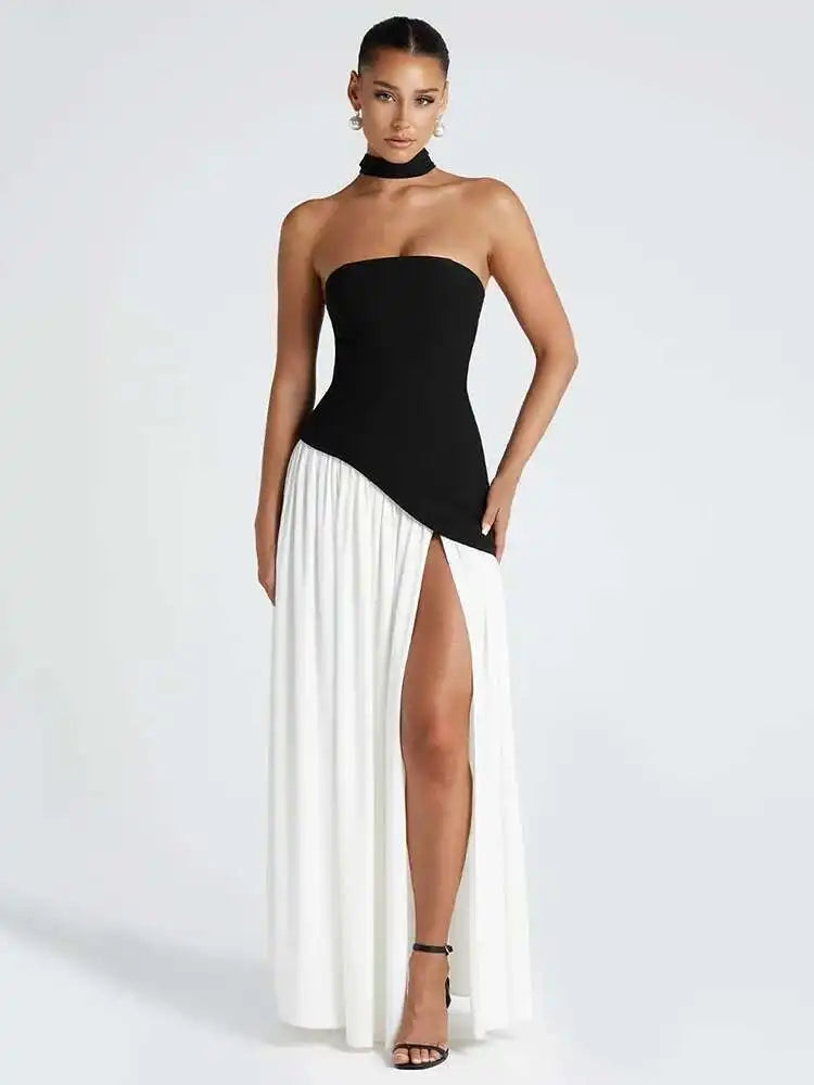 Strapless Scarf Maxi Dress