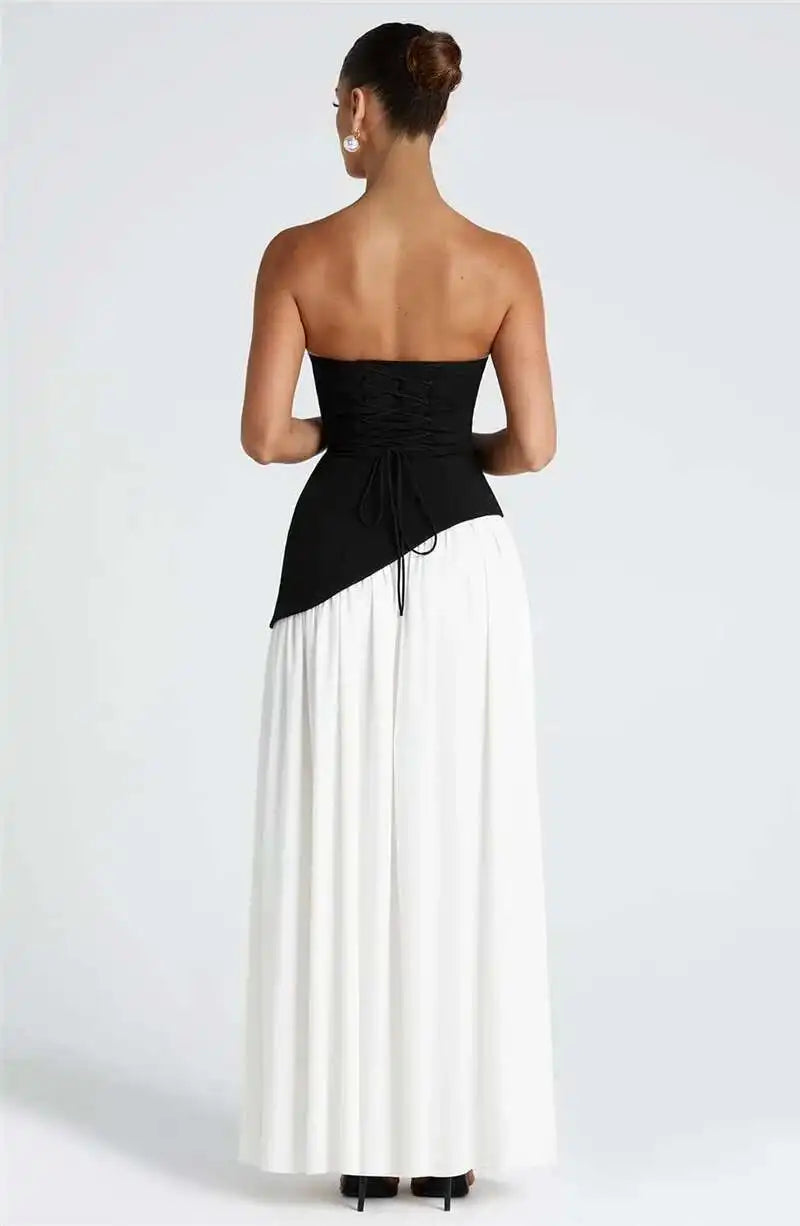 Strapless Scarf Maxi Dress
