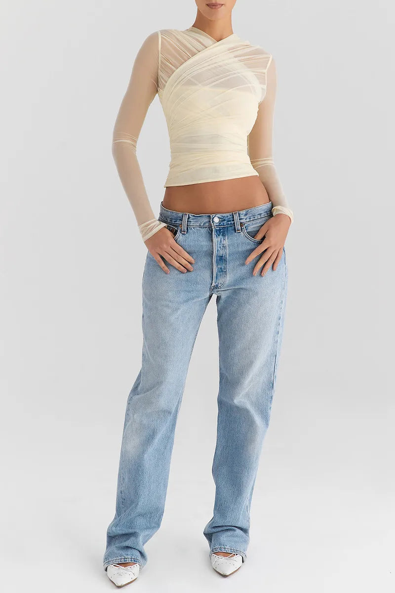 Sheer V Neck Layered Top