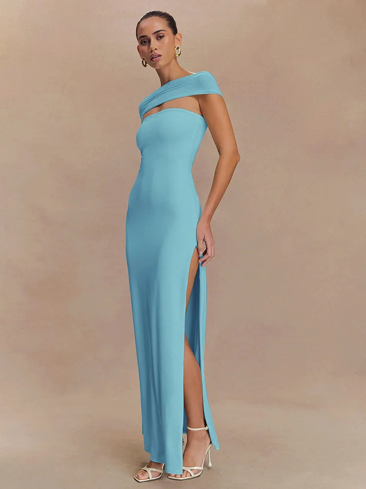Strapless High Slit Maxi Dress