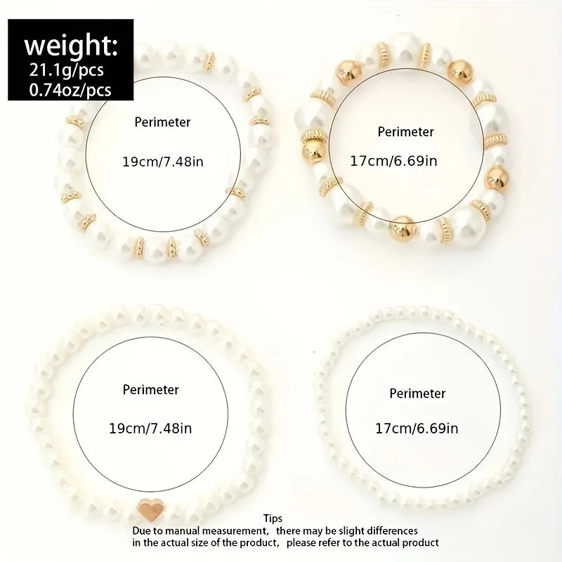 Elegant Pearl Bracelet Set – Versatile 4-Piece Collection
