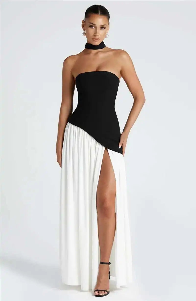 Strapless Scarf Maxi Dress