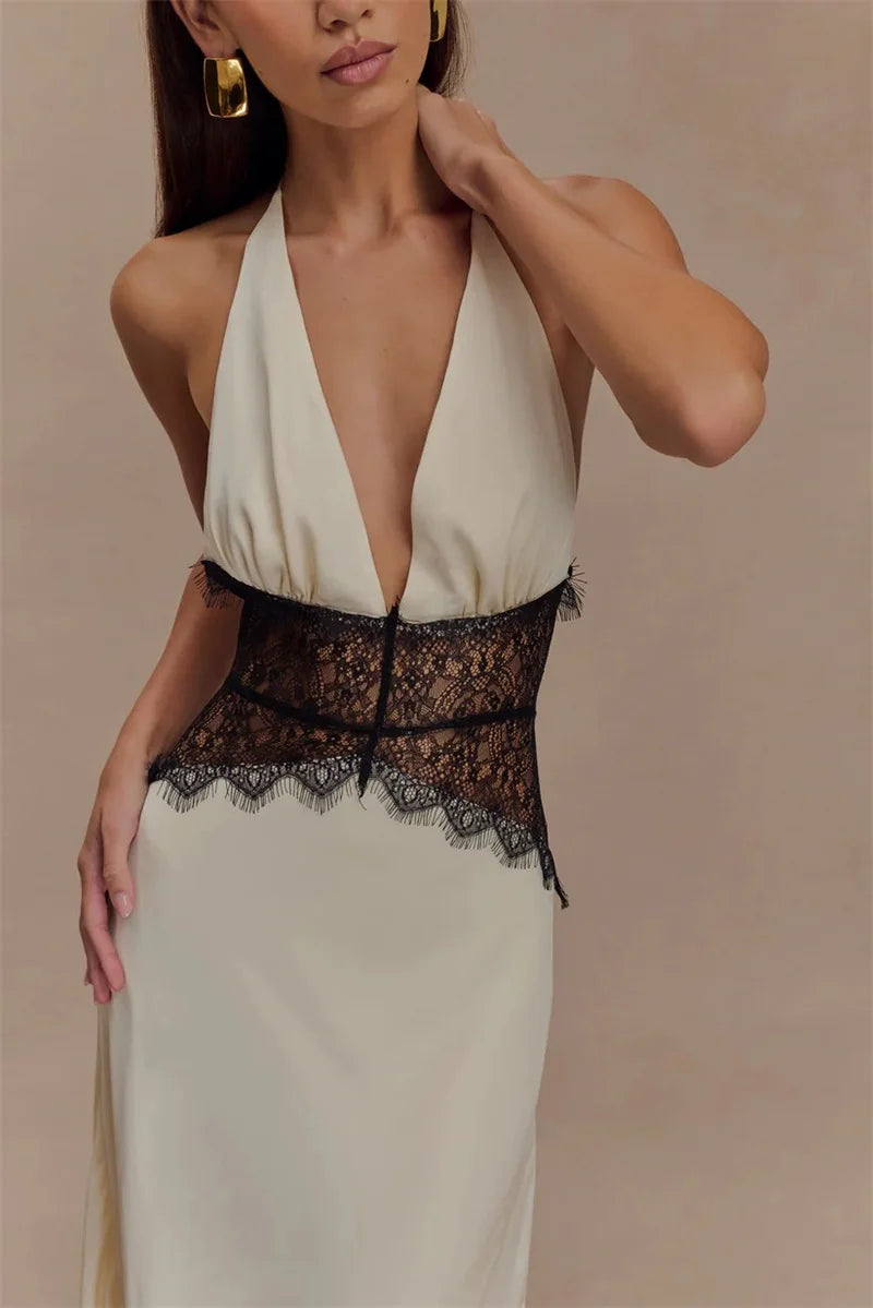 Backless Lace Maxi Dress