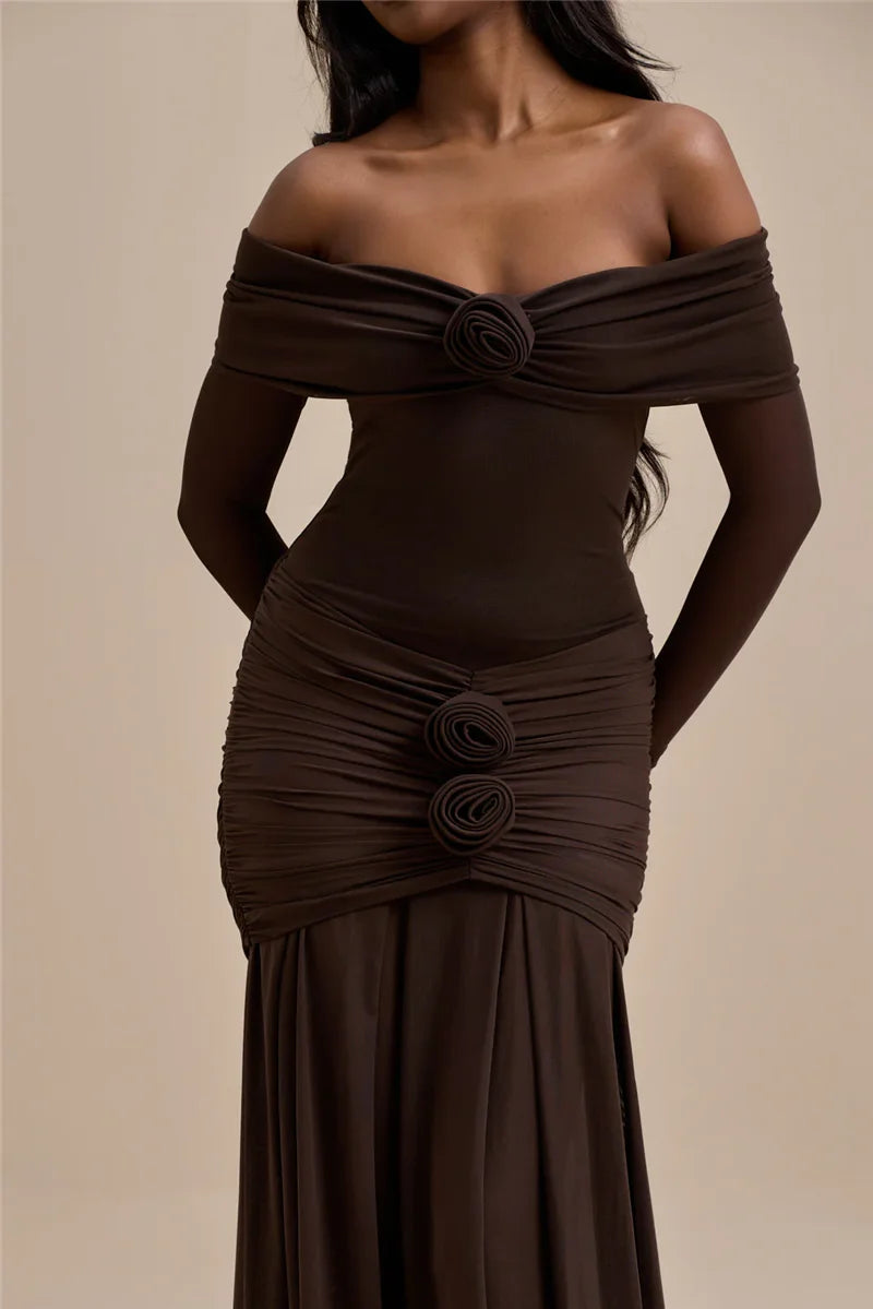 Rose Off-Shoulder Maxi Dress