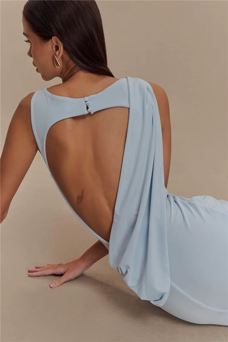 Backless Ruched Maxi Dress