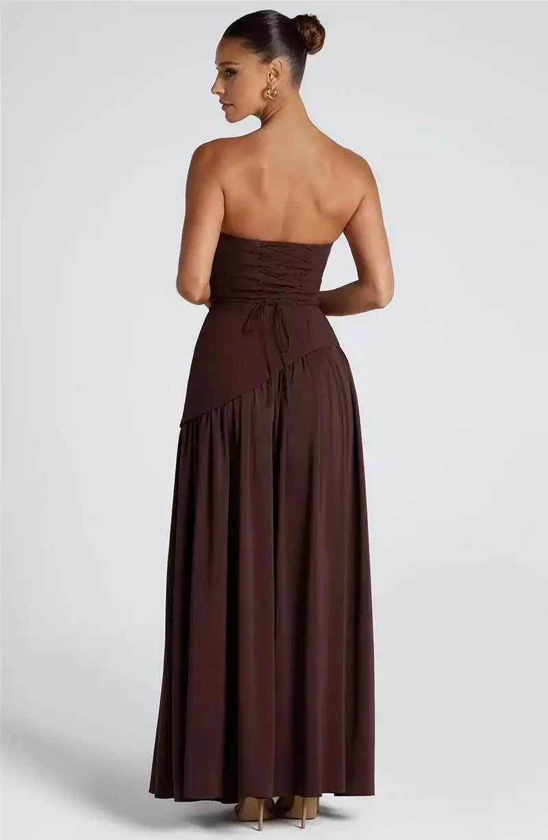 Strapless Scarf Maxi Dress