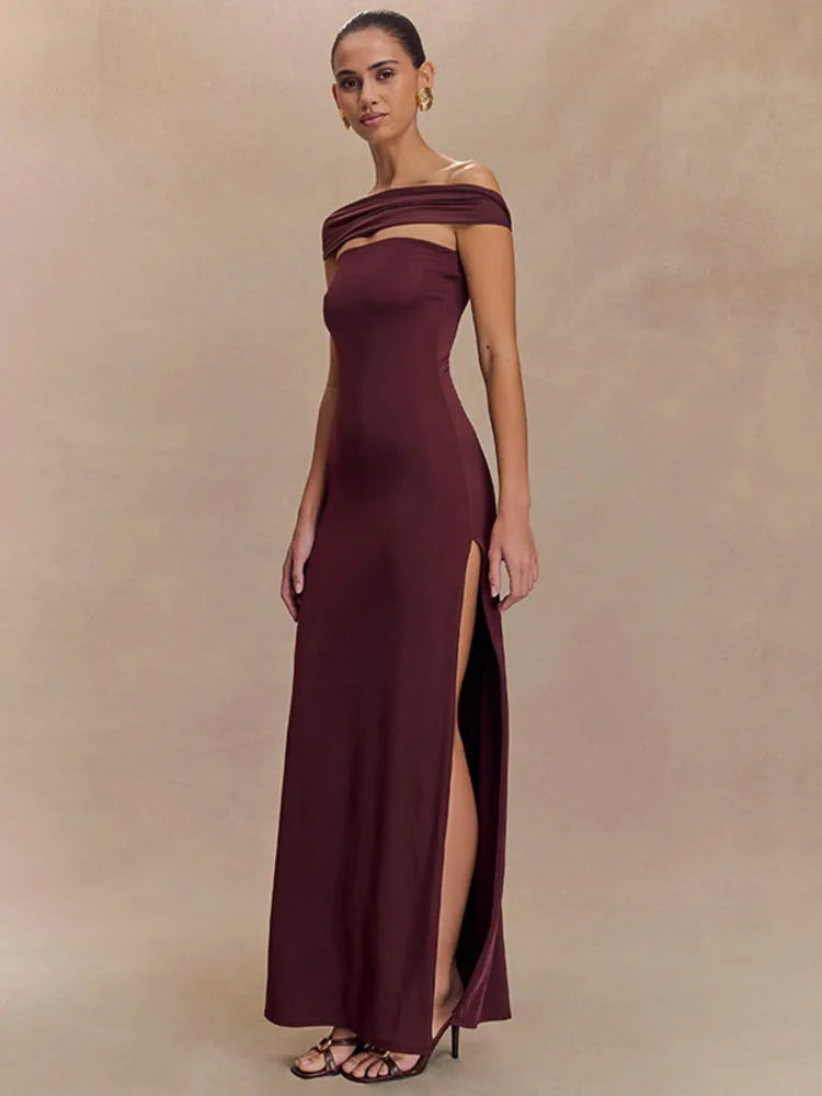 Strapless High Slit Maxi Dress