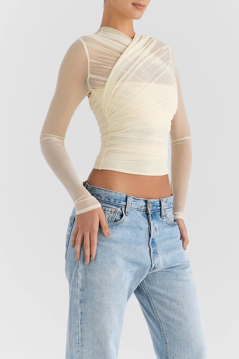 Sheer V Neck Layered Top