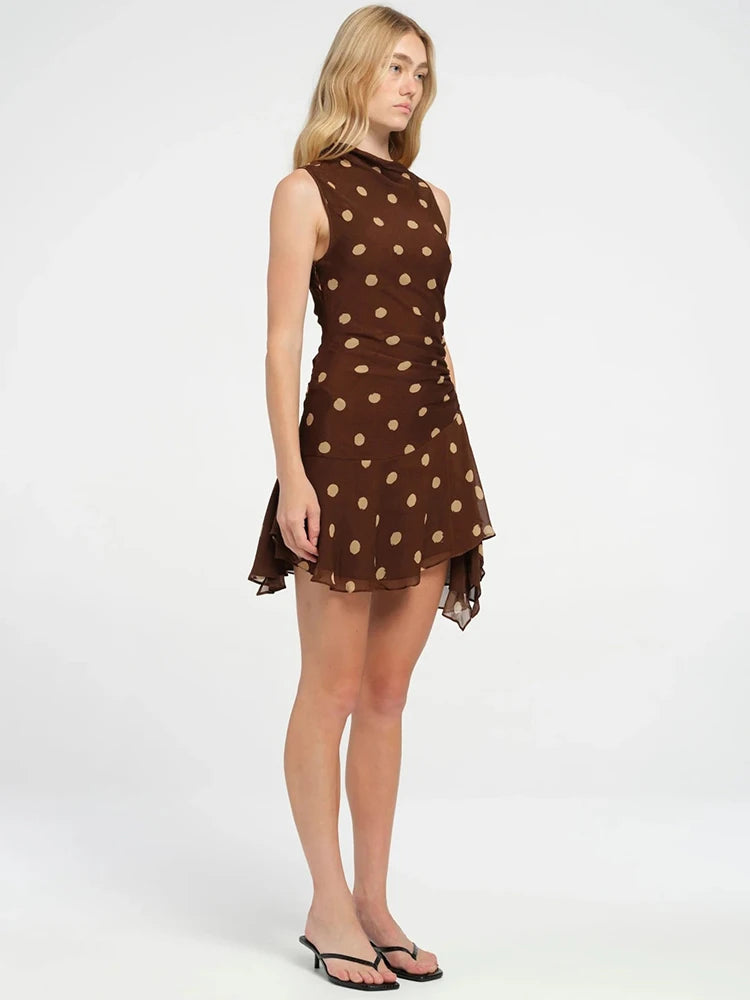 Polka Dot Ruched Mini Dress