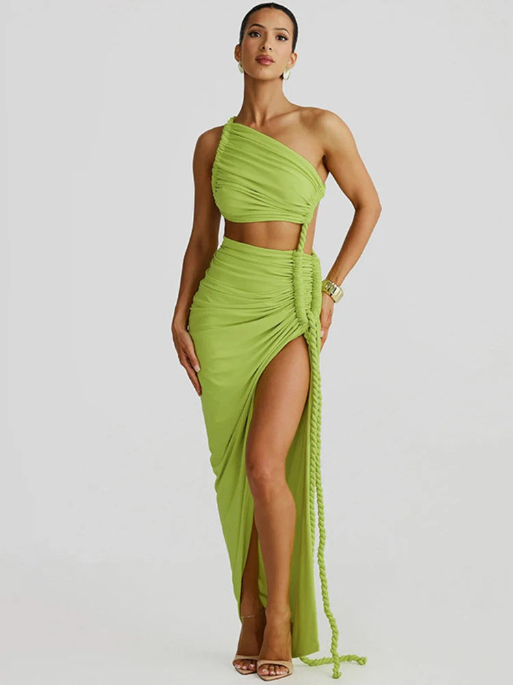 Thigh High Split Off-Shoulder Maxi Dress