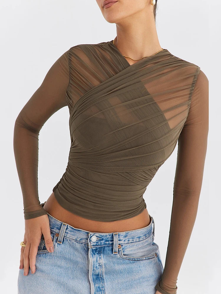 Sheer V Neck Layered Top