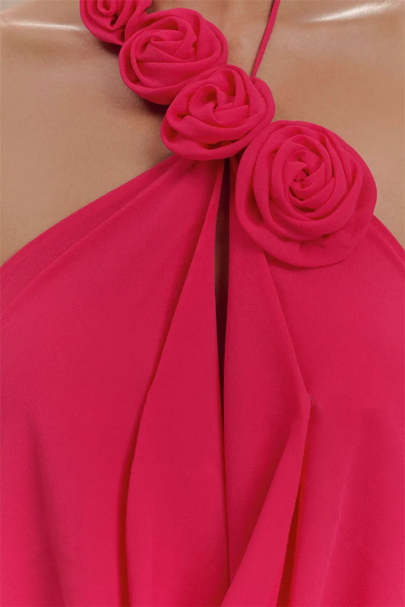 Rose Red Backless Maxi Dress
