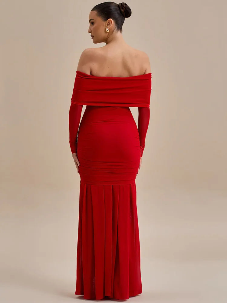 Rose Off-Shoulder Maxi Dress