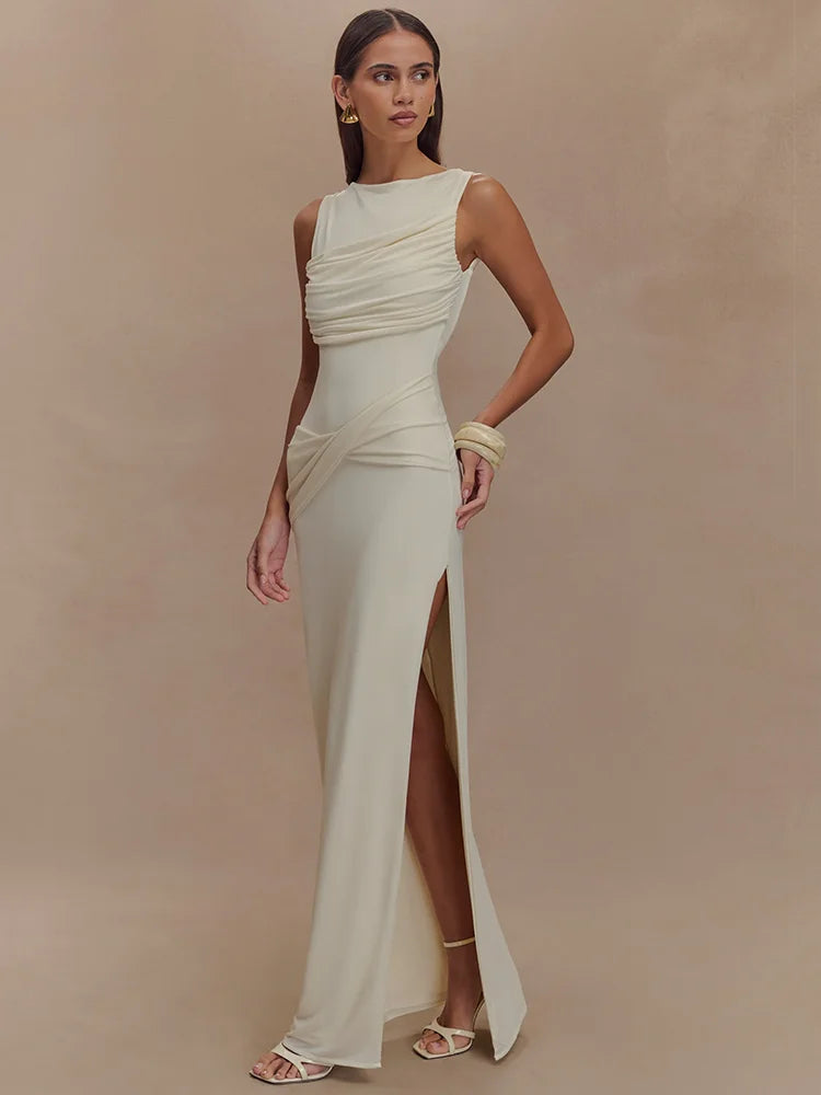 Backless Ruched Maxi Dress