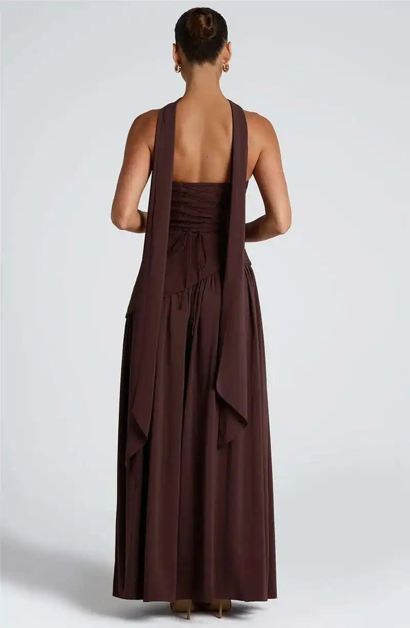 Strapless Scarf Maxi Dress