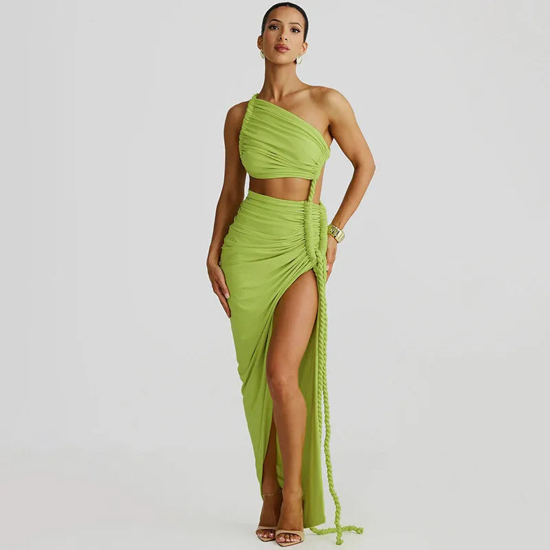 Thigh High Split Off-Shoulder Maxi Dress
