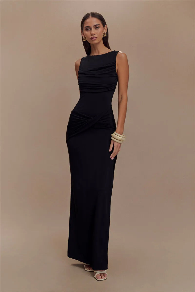 Backless Ruched Maxi Dress