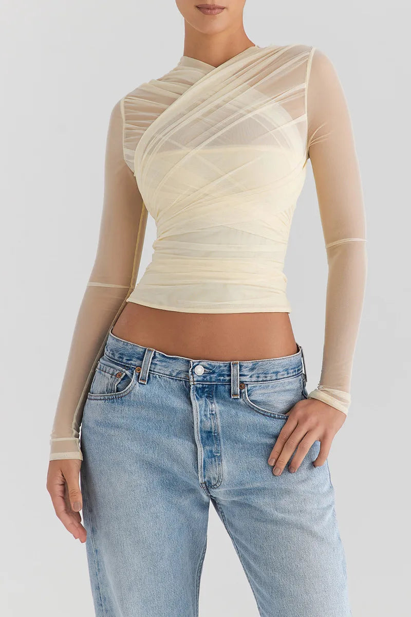 Sheer V Neck Layered Top