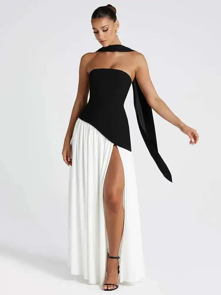 Strapless Scarf Maxi Dress