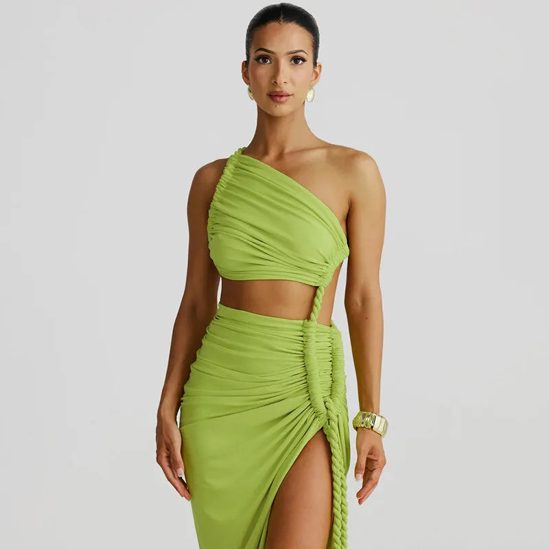 Thigh High Split Off-Shoulder Maxi Dress