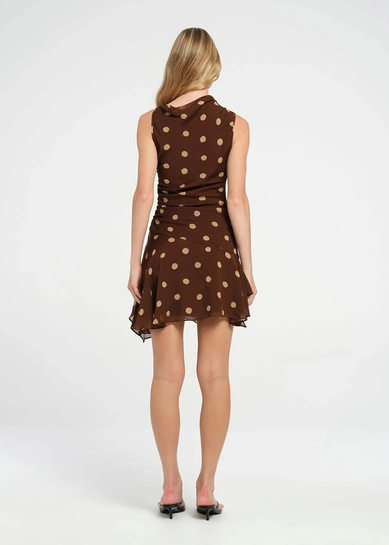 Polka Dot Ruched Mini Dress