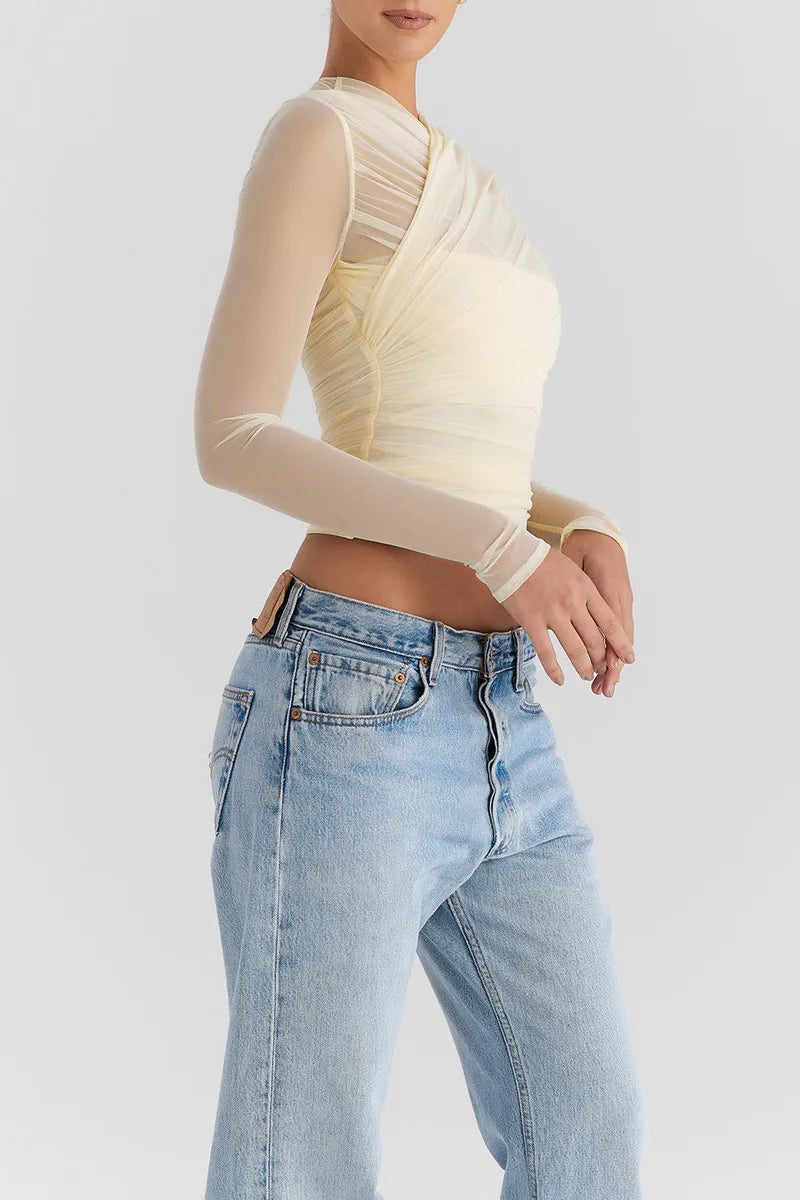 Sheer V Neck Layered Top