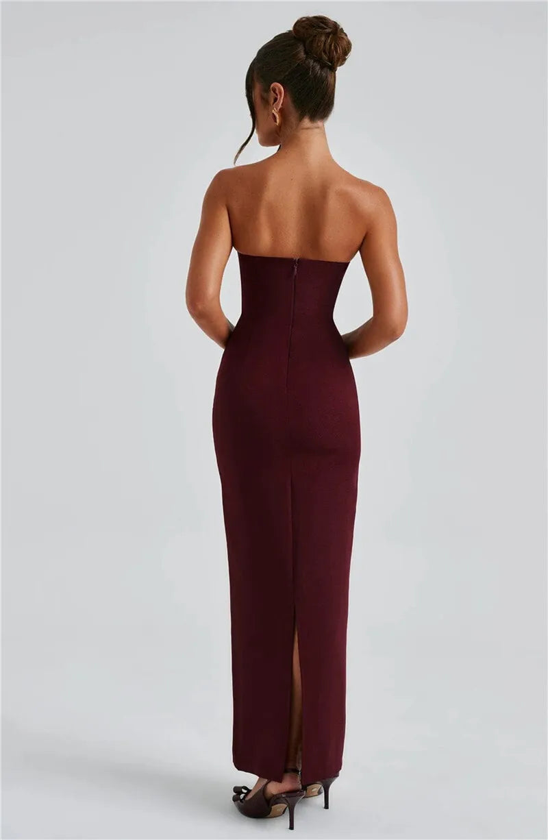 Scarf Collar Off-Shoulder Maxi Dress
