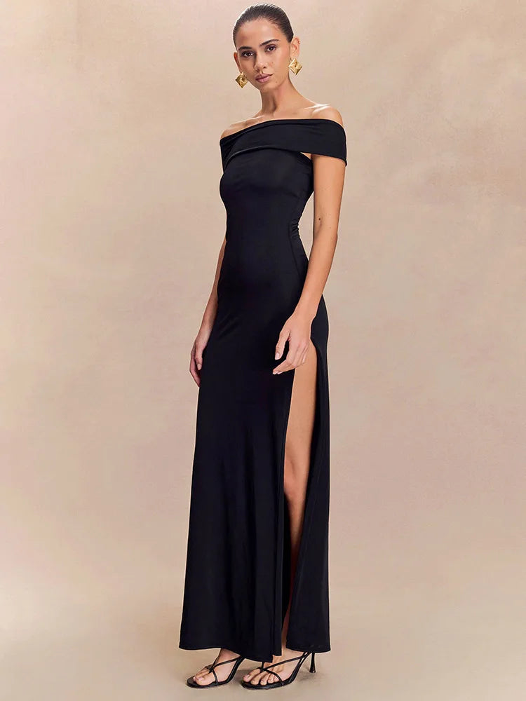 Strapless High Slit Maxi Dress