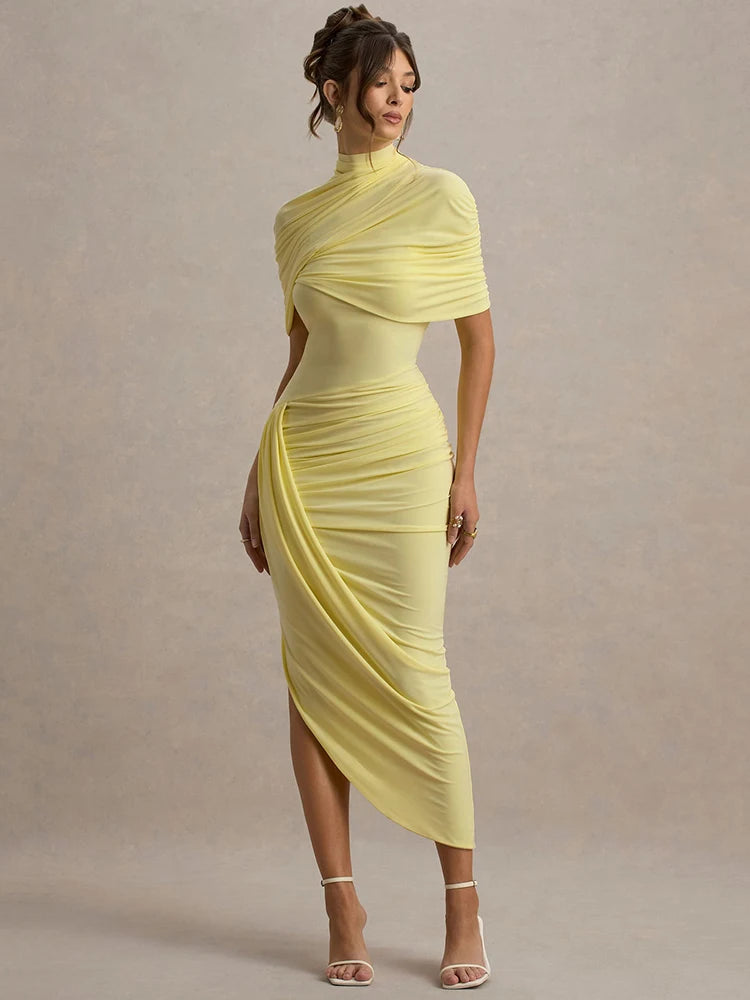 Backless Ruched Maxi Dress