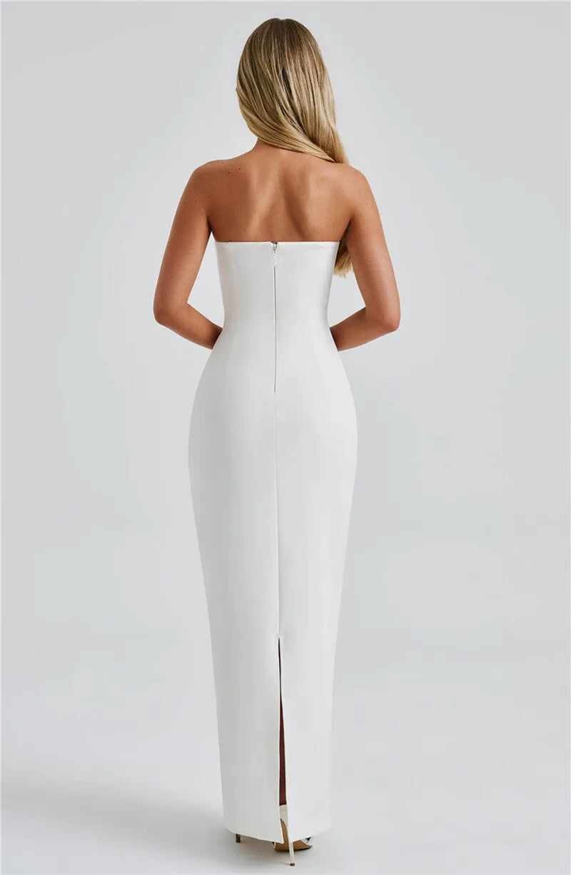 Scarf Collar Off-Shoulder Maxi Dress