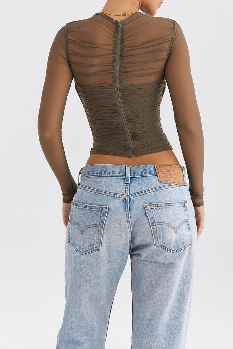 Sheer V Neck Layered Top
