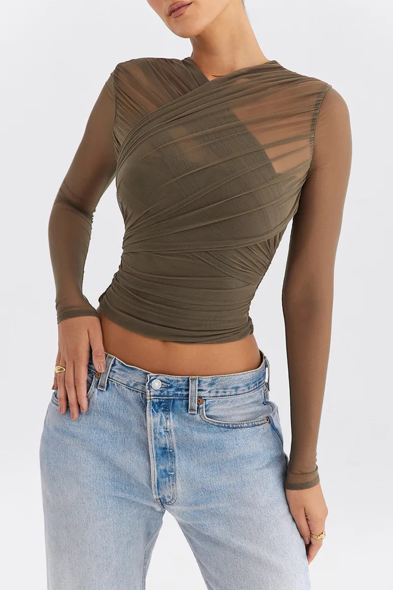 Sheer V Neck Layered Top