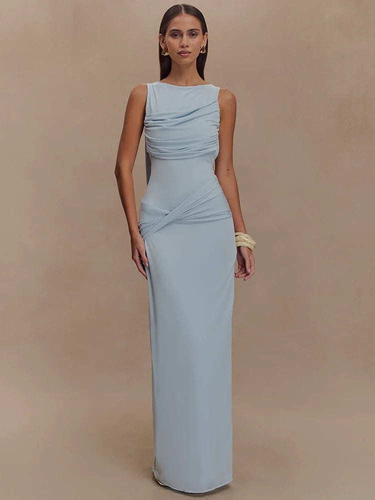 Backless Ruched Maxi Dress