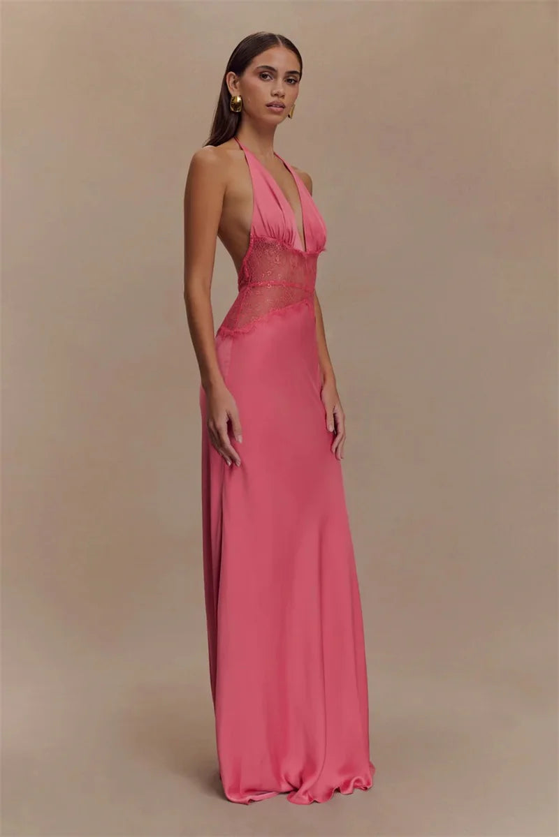 Backless Lace Maxi Dress