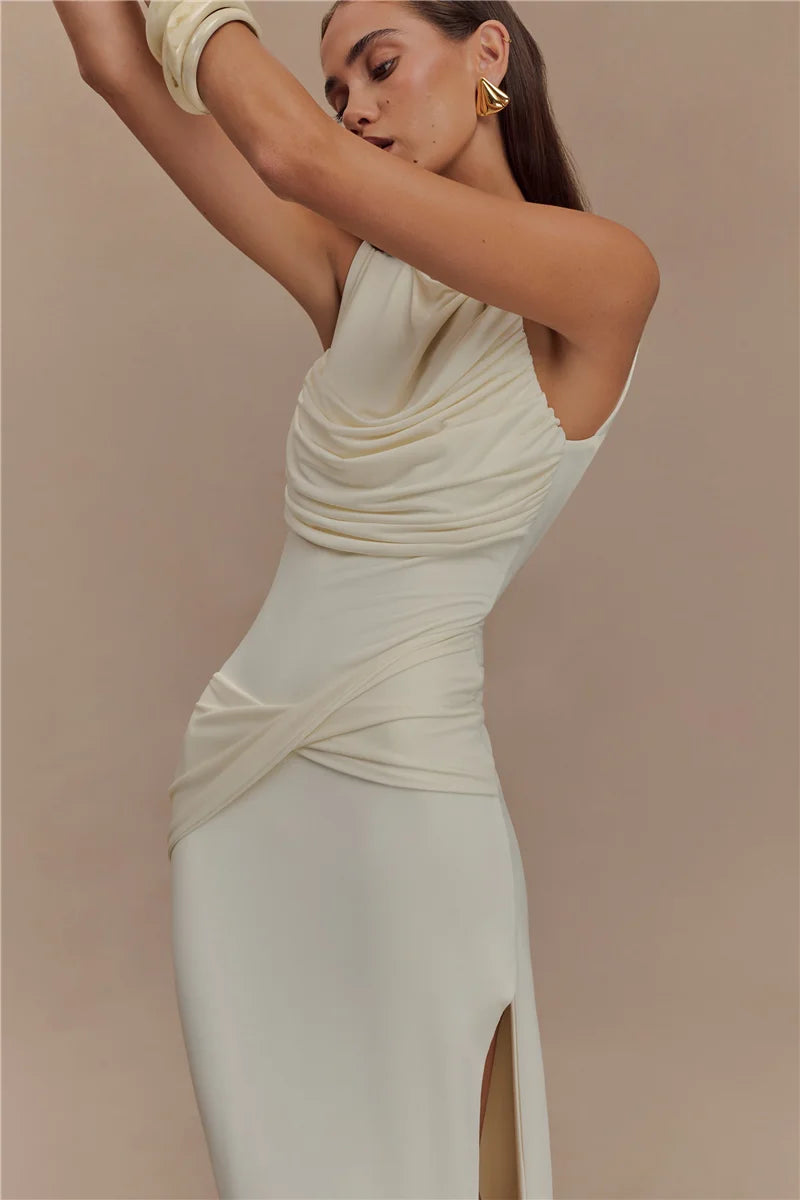 Backless Ruched Maxi Dress
