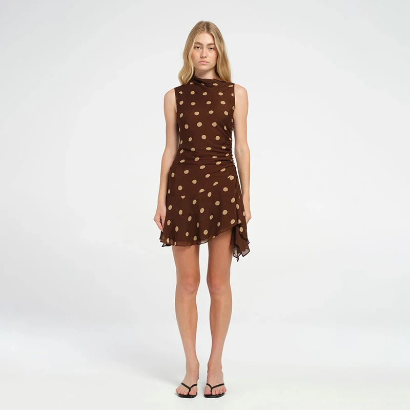 Polka Dot Ruched Mini Dress