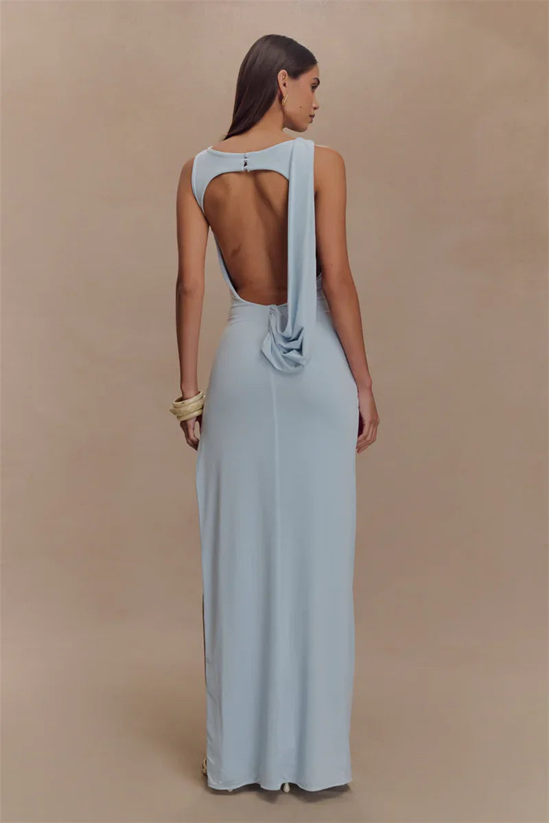 Backless Ruched Maxi Dress