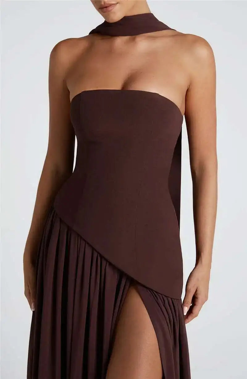 Strapless Scarf Maxi Dress