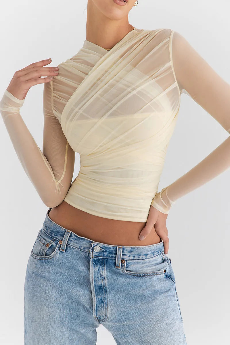 Sheer V Neck Layered Top