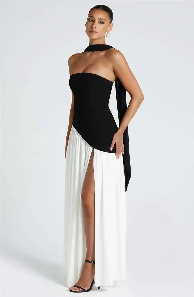 Strapless Scarf Maxi Dress
