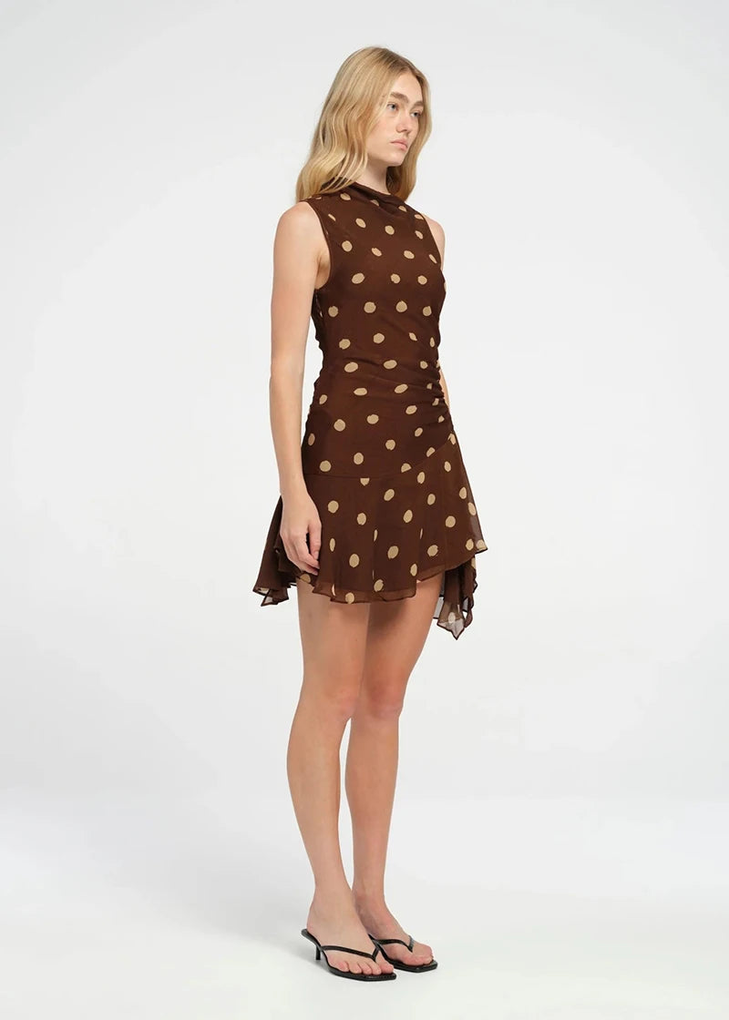 Polka Dot Ruched Mini Dress
