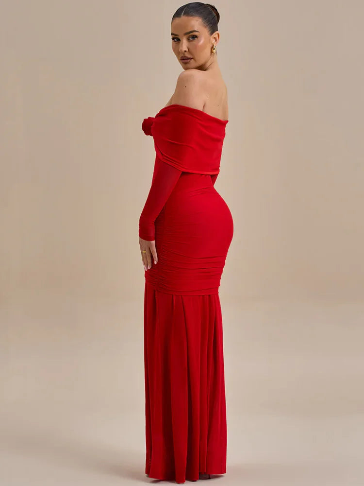 Rose Off-Shoulder Maxi Dress